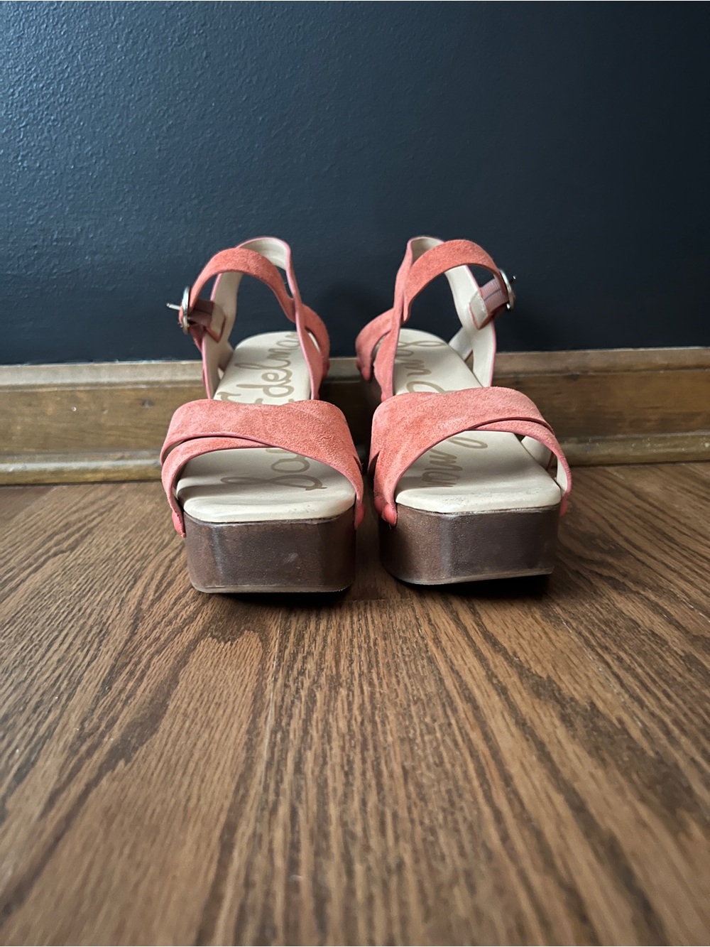 Women’s Chunky Platform Sandals in Tangerine Suede - Picture 2 of 5